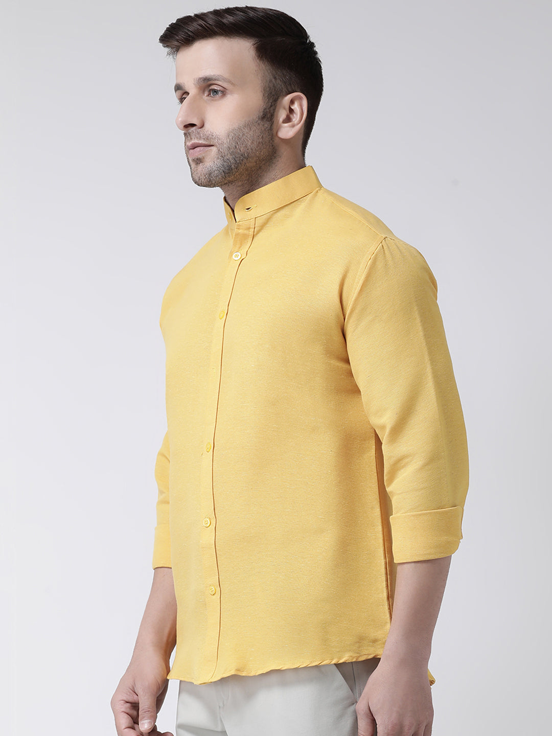 RIAG Mustard Men's Chinese Collar Full Sleeves Shirt - Distacart