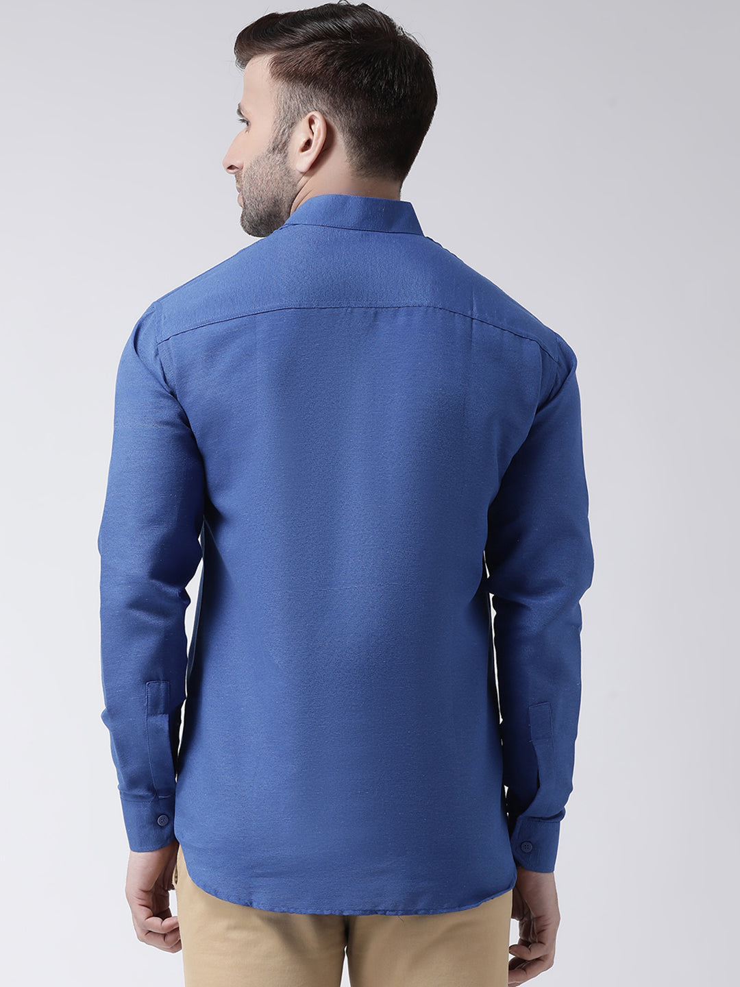 RIAG Navy Blue Men's Chinese Collar Full Sleeves Shirt - Distacart