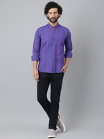 Thumbnail for RIAG Blue Men's Chinese Collar Full Sleeves Shirt - Distacart