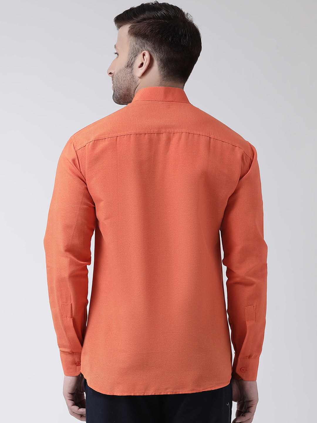 RIAG Orange Men's Chinese Collar Full Sleeves Shirt - Distacart