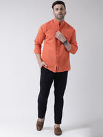 Thumbnail for RIAG Orange Men's Chinese Collar Full Sleeves Shirt - Distacart