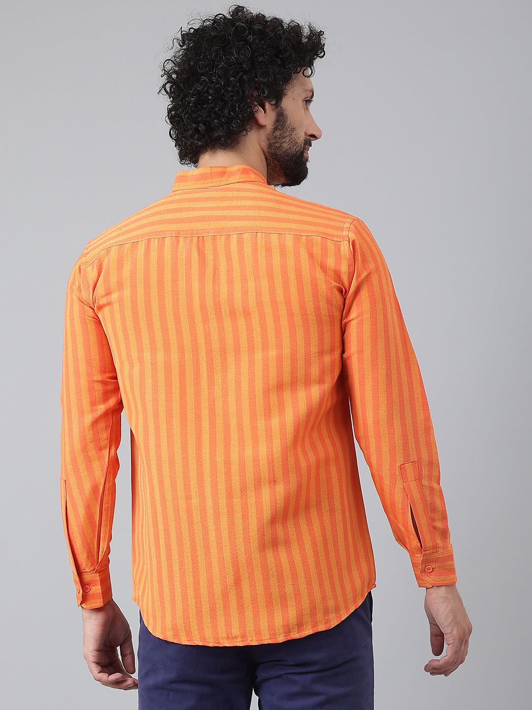 RIAG Orange Men's Chinese Collar Full Sleeves Shirt - Distacart