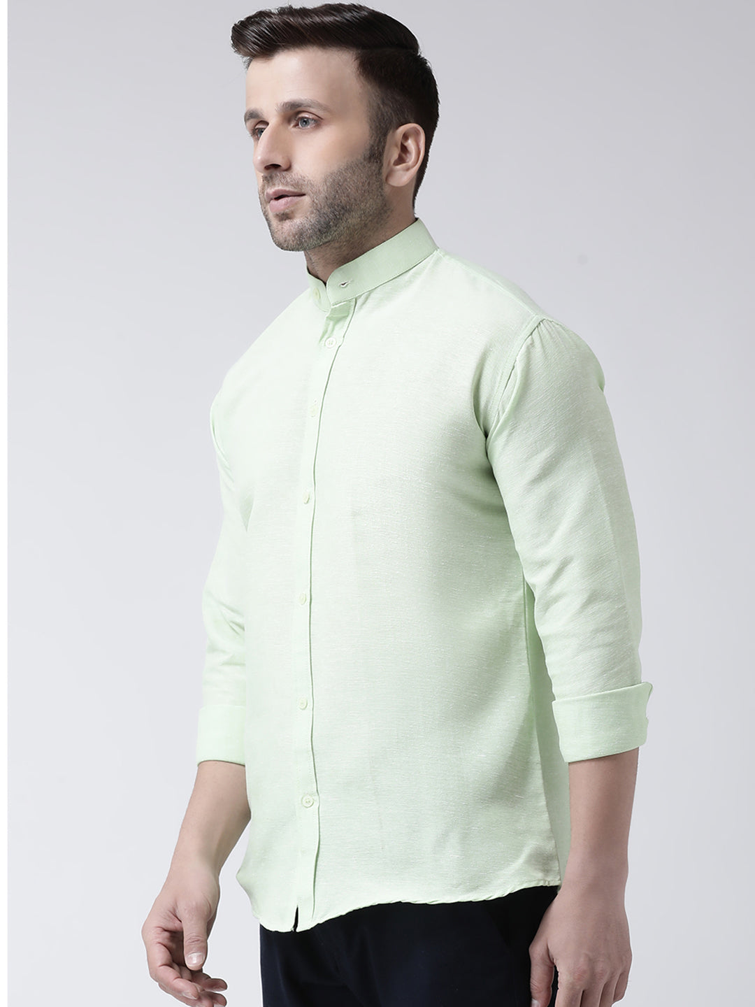 RIAG Green Men's Chinese Collar Full Sleeves Shirt - Distacart