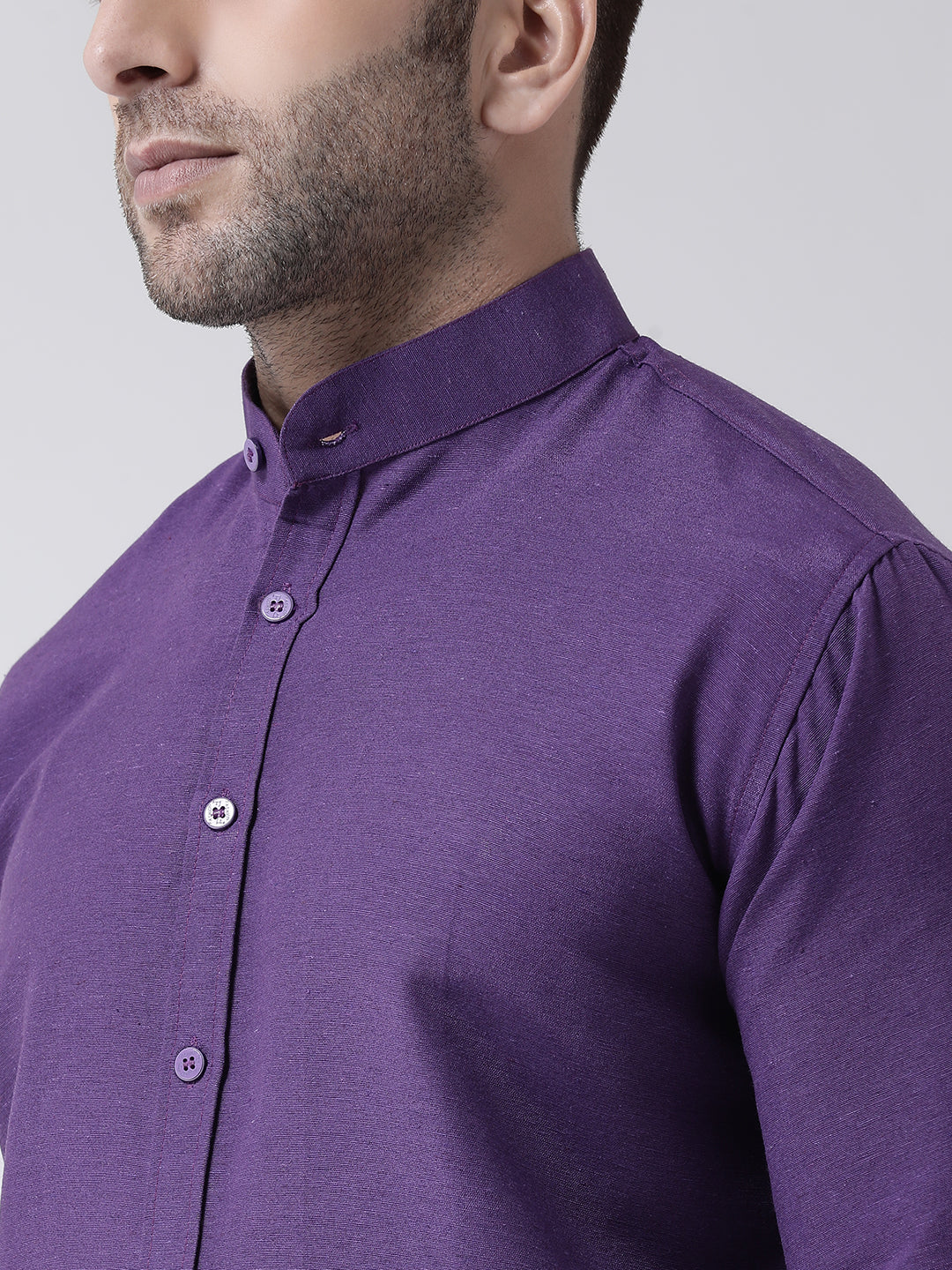 RIAG Purple Men's Chinese Collar Full Sleeves Shirt - Distacart