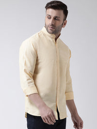 Thumbnail for RIAG Beige Men's Chinese Collar Full Sleeves Shirt - Distacart