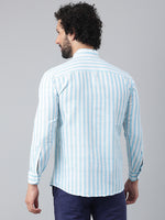 Thumbnail for RIAG Blue Men's Chinese Collar Full Sleeves Shirt - Distacart