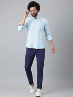 Thumbnail for RIAG Blue Men's Chinese Collar Full Sleeves Shirt - Distacart