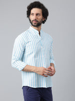 Thumbnail for RIAG Blue Men's Chinese Collar Full Sleeves Shirt - Distacart