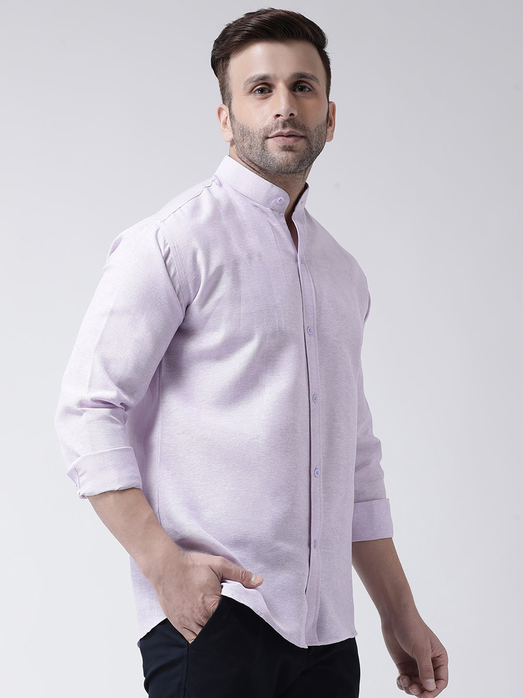 RIAG Violet Men's Chinese Collar Full Sleeves Shirt - Distacart