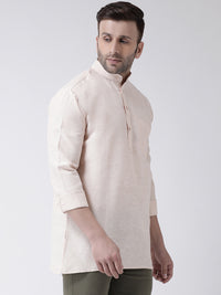 Thumbnail for RIAG Beige Color Long Sleeves Men's Cotton Short Kurta - Distacart