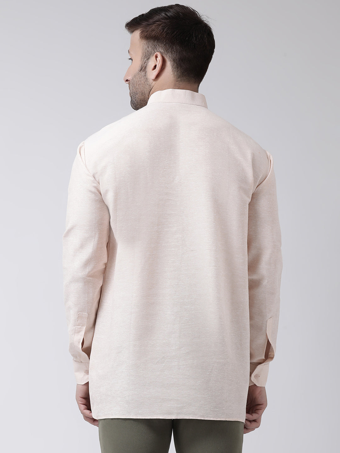 RIAG Beige Color Long Sleeves Men's Cotton Short Kurta - Distacart