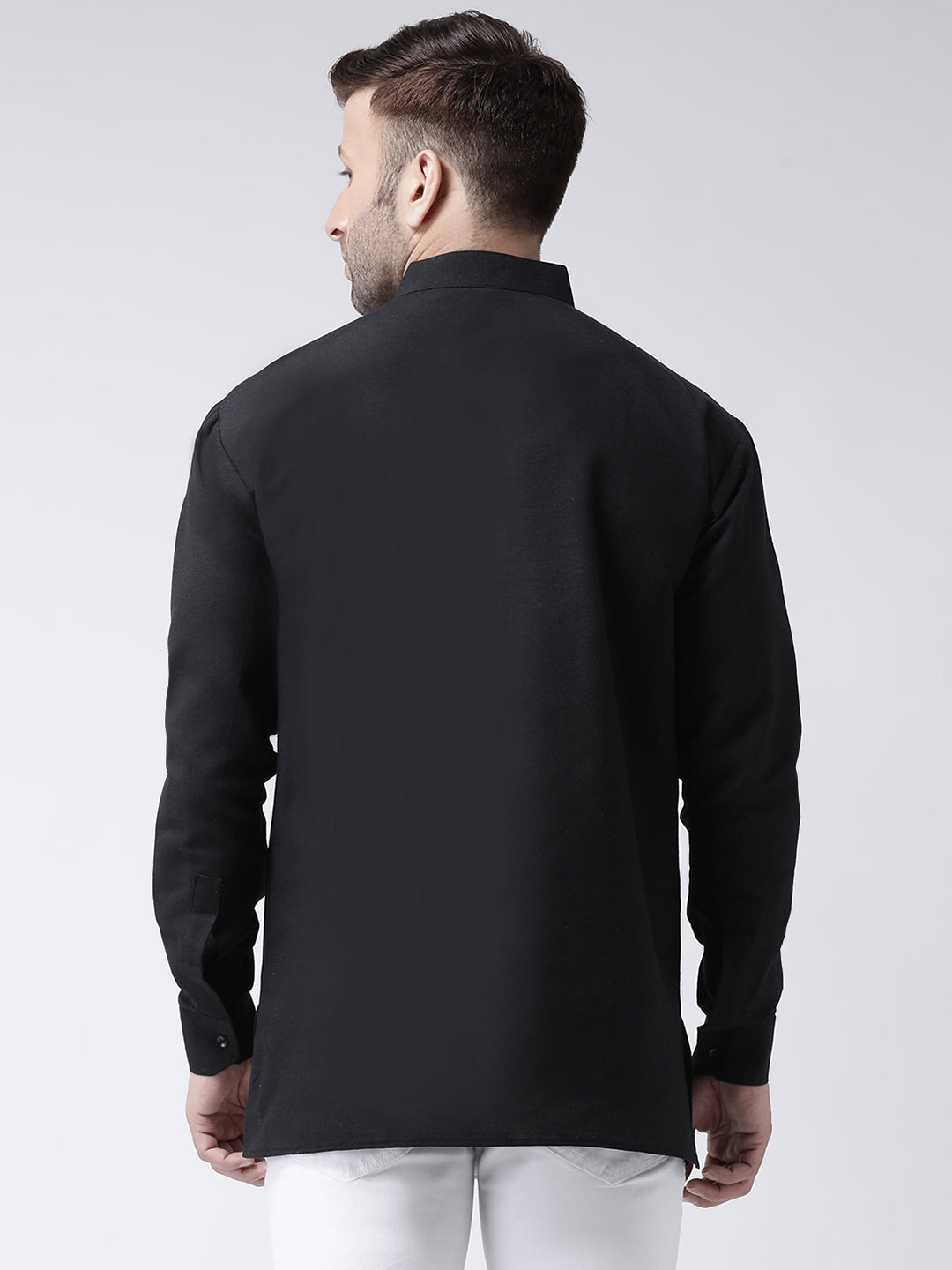 RIAG Black Color Long Sleeves Men's Cotton Short Kurta - Distacart