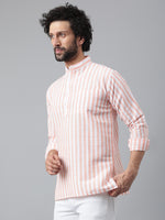 Thumbnail for RIAG Orange Color Long Sleeves Casual Men's Cotton Short Kurta - Distacart