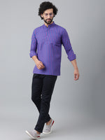 Thumbnail for RIAG Navy Blue Color Long Sleeves Casual Men's Cotton Short Kurta - Distacart