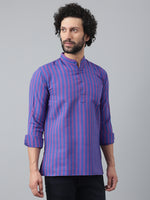 Thumbnail for RIAG Navy Blue Color Long Sleeves Casual Men's Cotton Short Kurta - Distacart