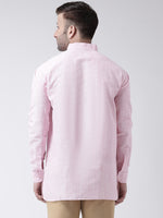 Thumbnail for RIAG Pink Color Long Sleeves Men's Cotton Short Kurta - Distacart