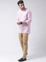 Thumbnail for RIAG Pink Color Long Sleeves Men's Cotton Short Kurta - Distacart