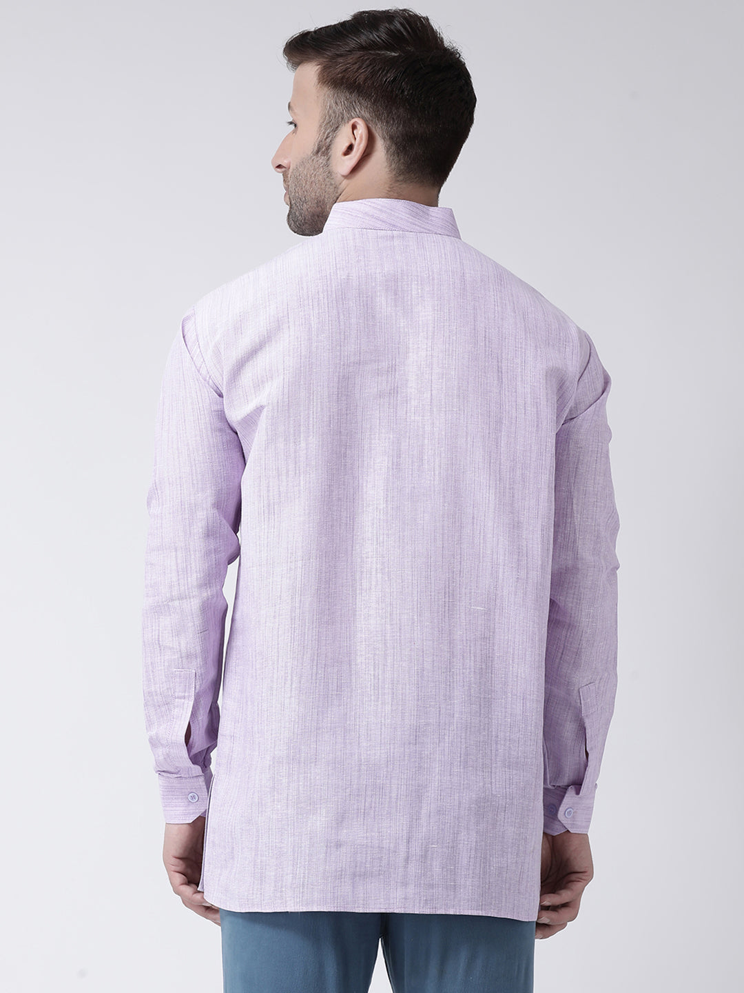 RIAG Purple Color Long Sleeves Men's Cotton Short Kurta - Distacart