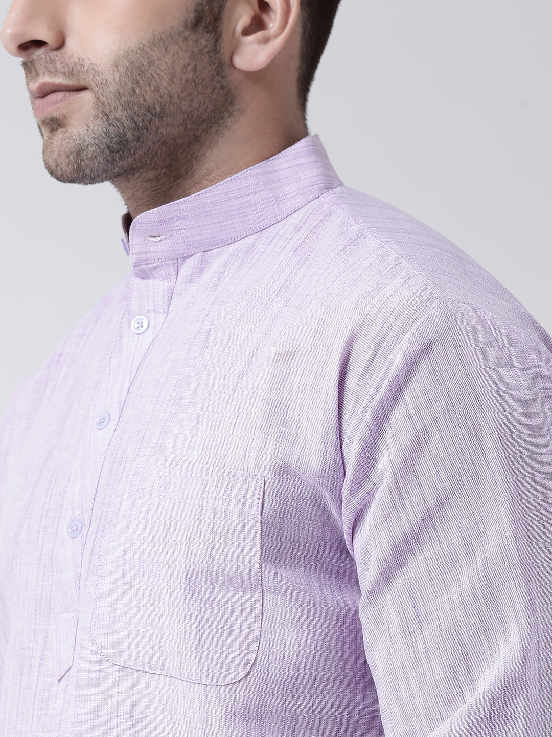 RIAG Purple Color Long Sleeves Men's Cotton Short Kurta - Distacart