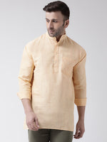 Thumbnail for RIAG Beige Color Long Sleeves Men's Cotton Short Kurta - Distacart