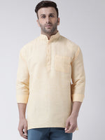 Thumbnail for RIAG Beige Color Long Sleeves Men's Cotton Short Kurta - Distacart