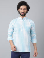Thumbnail for RIAG Blue Color Long Sleeves Casual Men's Cotton Short Kurta - Distacart
