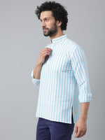 Thumbnail for RIAG Blue Color Long Sleeves Casual Men's Cotton Short Kurta - Distacart