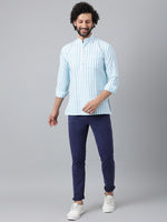 Thumbnail for RIAG Blue Color Long Sleeves Casual Men's Cotton Short Kurta - Distacart