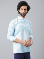 Thumbnail for RIAG Blue Color Long Sleeves Casual Men's Cotton Short Kurta - Distacart