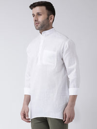 Thumbnail for RIAG White Color Long Sleeves Men's Cotton Short Kurta - Distacart