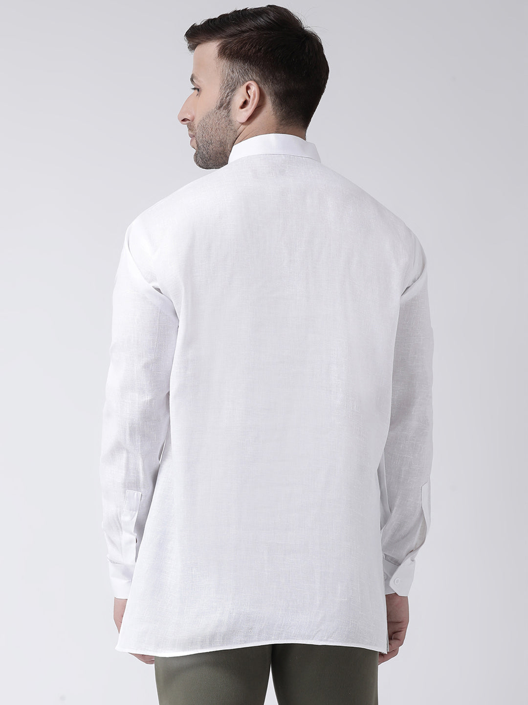 RIAG White Color Long Sleeves Men's Cotton Short Kurta - Distacart