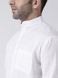 Thumbnail for RIAG White Color Long Sleeves Men's Cotton Short Kurta - Distacart