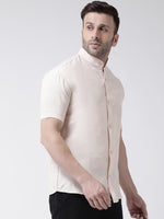 Thumbnail for RIAG Beige Men's Chinese Collar Half Sleeves Shirt - Distacart