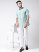 Thumbnail for RIAG Green Men's Chinese Collar Half Sleeves Shirt - Distacart