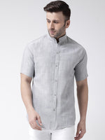 Thumbnail for RIAG Grey Men's Chinese Collar Half Sleeves Shirt - Distacart