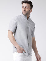 Thumbnail for RIAG Grey Men's Chinese Collar Half Sleeves Shirt - Distacart