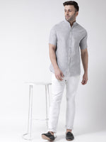 Thumbnail for RIAG Grey Men's Chinese Collar Half Sleeves Shirt - Distacart