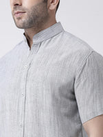 Thumbnail for RIAG Grey Men's Chinese Collar Half Sleeves Shirt - Distacart