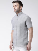 Thumbnail for RIAG Grey Men's Chinese Collar Half Sleeves Shirt - Distacart