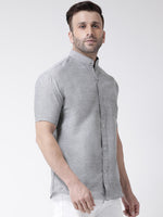 Thumbnail for RIAG Grey Men's Chinese Collar Half Sleeves Shirt - Distacart