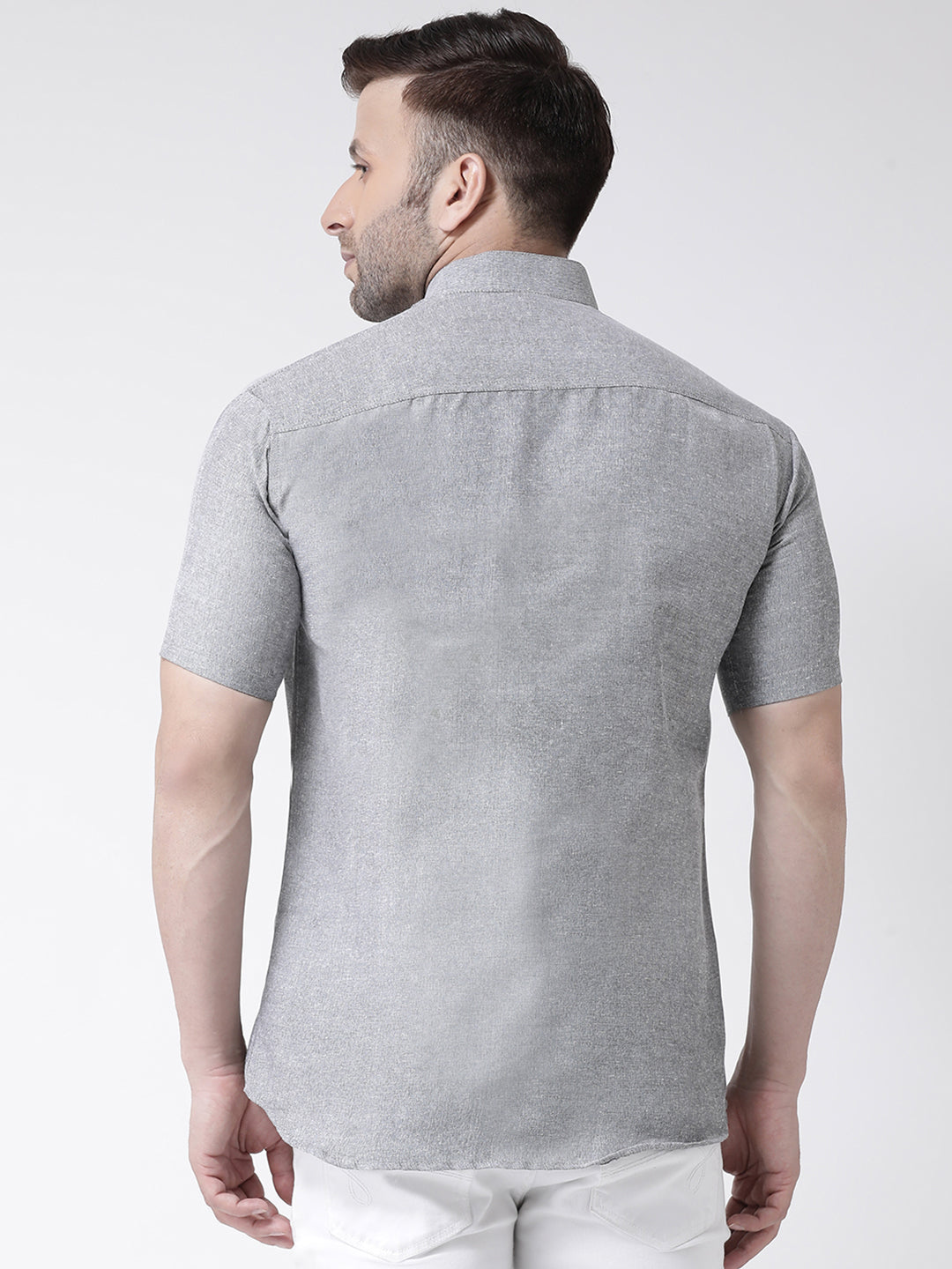 RIAG Grey Men's Chinese Collar Half Sleeves Shirt - Distacart