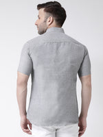 Thumbnail for RIAG Grey Men's Chinese Collar Half Sleeves Shirt - Distacart