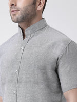 Thumbnail for RIAG Grey Men's Chinese Collar Half Sleeves Shirt - Distacart