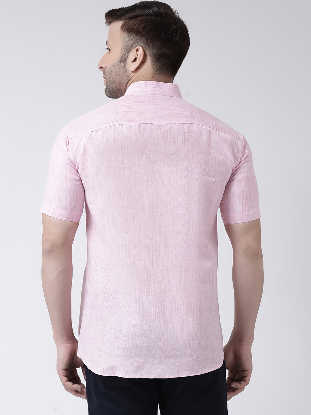 RIAG Pink Men's Chinese Collar Half Sleeves Shirt - Distacart