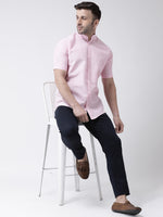 Thumbnail for RIAG Pink Men's Chinese Collar Half Sleeves Shirt - Distacart