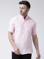 Thumbnail for RIAG Pink Men's Chinese Collar Half Sleeves Shirt - Distacart