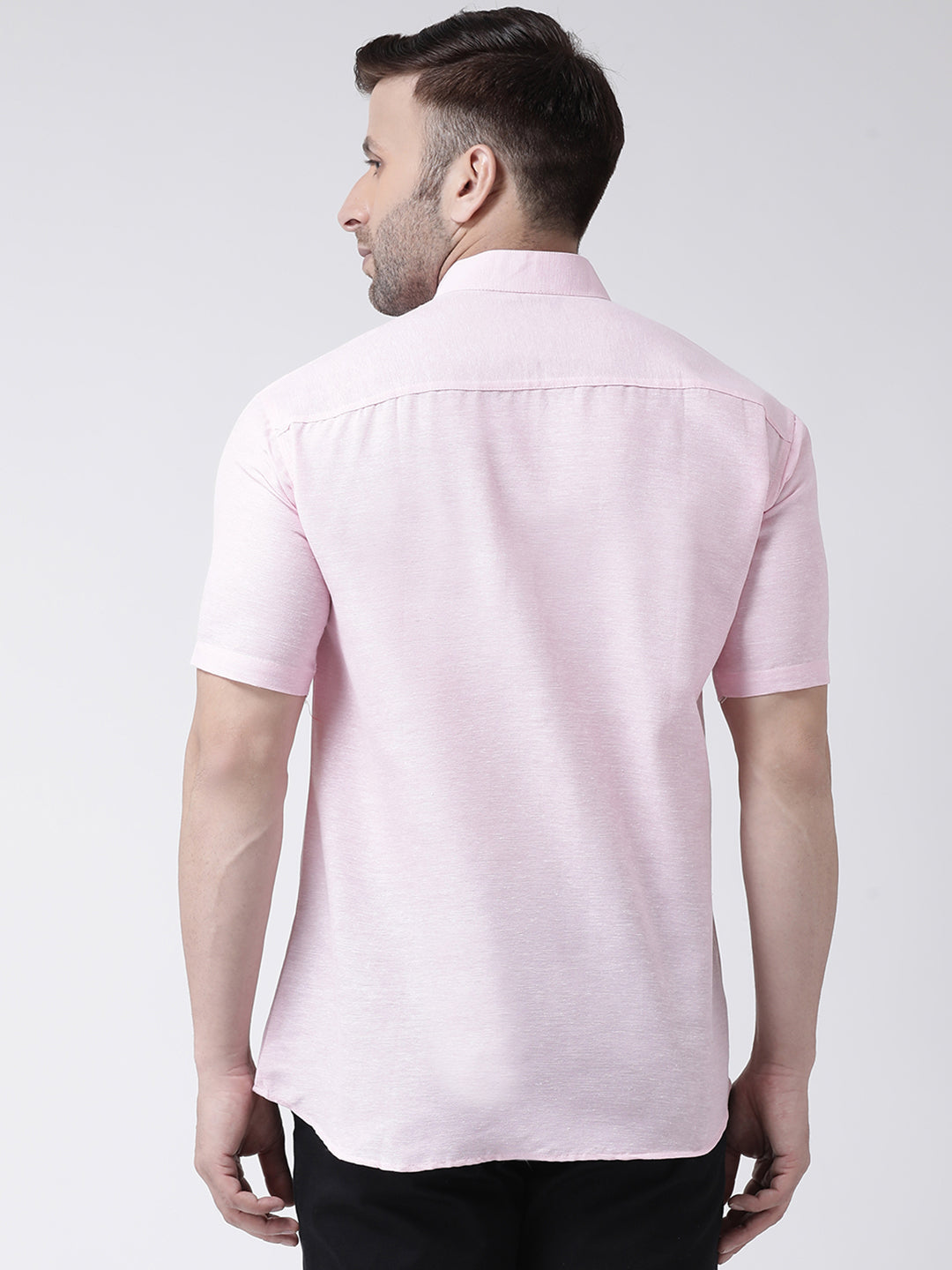 RIAG Pink Men's Chinese Collar Half Sleeves Shirt - Distacart