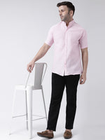 Thumbnail for RIAG Pink Men's Chinese Collar Half Sleeves Shirt - Distacart