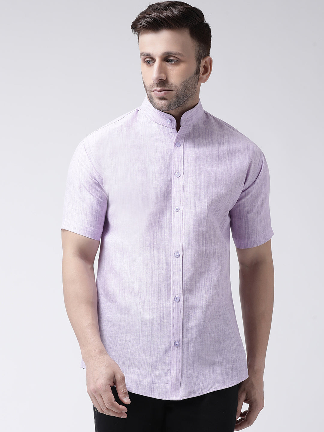 RIAG Purple Men's Chinese Collar Half Sleeves Shirt - Distacart