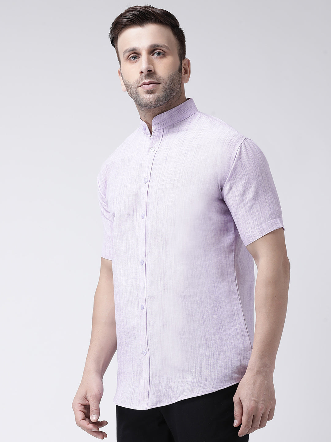 RIAG Purple Men's Chinese Collar Half Sleeves Shirt - Distacart